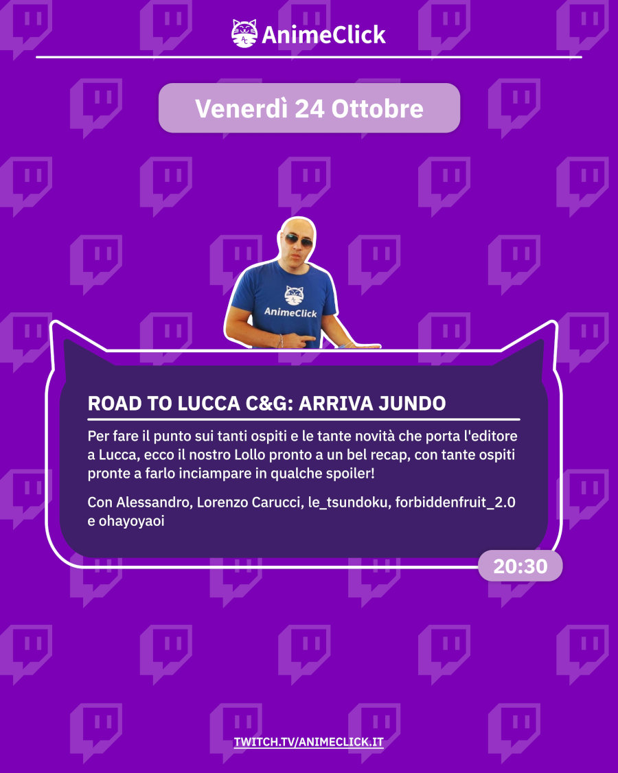AnimeClick su Twitch: programma dal 20 al 26 ottobre AnimeClick su Twitch: programma dal 20 al 26 ottobre